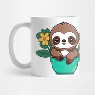 Cute sloth hiding behind bushes Mug